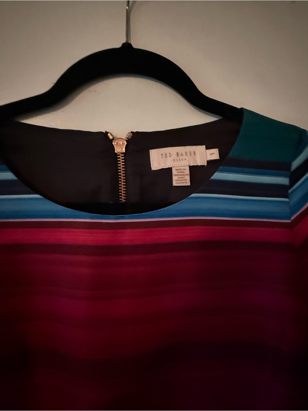 Ted Baker Striped Fit-and-Flare Dress in Berry, Teal & Navy - Picture 5 of 5
